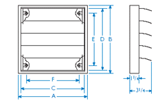 Louvered Hood 4" dimensions
